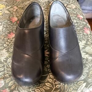 Dansko Stacie Clogs Women's 42 US 11.5 12 Black Leather Slip On Comfort Shoes